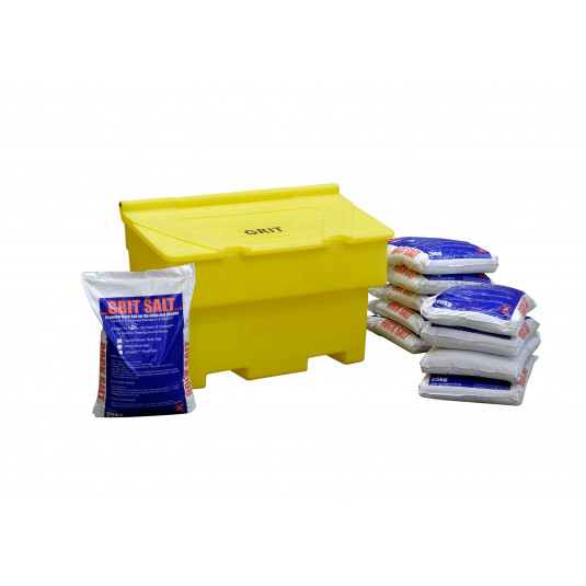 200 Litre Grit Bin and Salt Package - Includes 10 Bags of Winter Salt