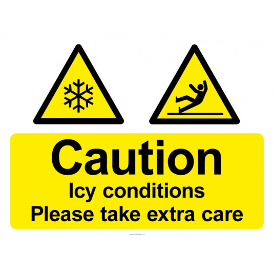 Caution Icy Conditions Sign - 450mm x 600mm